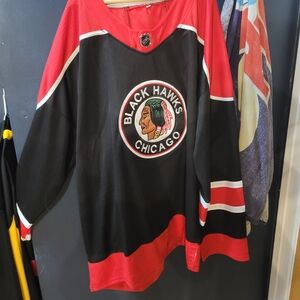 Adidas Black and Red Chicago Blackhawks Jersey